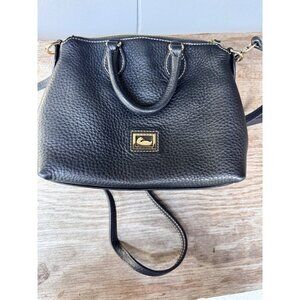 Dooney & Bourke Black Pebble Leather Satchel Crossbody Bag Top Handle Purse